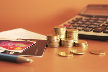 stacks of money coin Business and financial investment concept