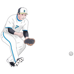 Baseball player with ball on transparent background	