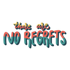 There Are No Regrets Sticker. Motivation Lettering Stickers