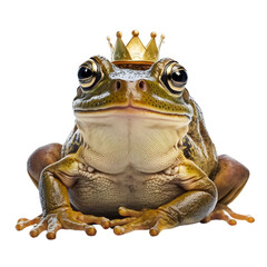 King frog crowned Photorealistic  isolated without background png, ai generated - obrazy, fototapety, plakaty