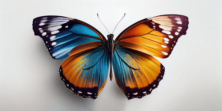 A butterfly from the white background panorama, AI Generated