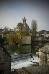View on the medieval city of Moret sur Loing in Seine et Marne in France