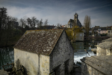 View on the medieval city of Moret sur Loing in Seine et Marne in France