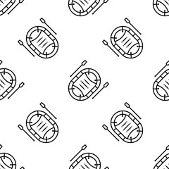 Boat With Boat Paddle Icon Seamless Pattern, Boat Paddle Pair
