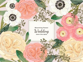 Bridal blooming botanical banners set romantic design