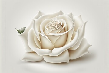 Beautiful white rose with petals on white background. Perfect for Mother's Day cards, Father's Day cards, Valentine's Day cards, and birthday cards. Generative AI