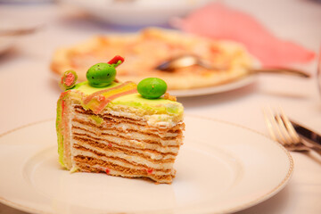 Colorful Children Birtsday Cake in colors red, yellow, green