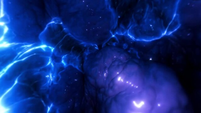 Abstract energy in space. Energy force fields and energy flows. Flowing neon fire, smoke, wisp in fluid waves. 3D render