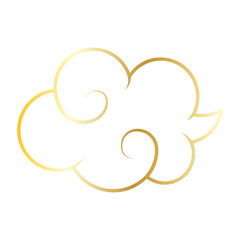 Golden chinese cloud line icon.