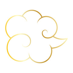 Golden chinese cloud line icon.