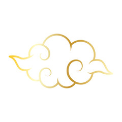 Golden chinese cloud line icon.