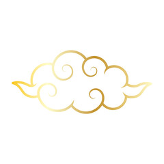 Golden chinese cloud line icon.