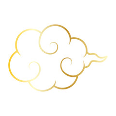 Golden chinese cloud line icon.