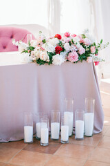 Fototapeta na wymiar Beautiful wedding table decoration and table setting.