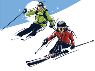 Fototapeta na wymiar vector set of skiing logos, emblems and design elements