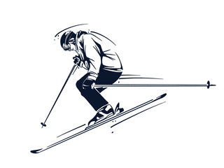 vector set of skiing logos, emblems and design elements