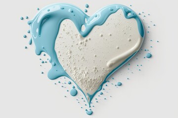 heart shaped milk splatter, milky wave, white background. Generative AI