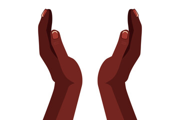 Flat design of the hand holding something. Vector illustration.