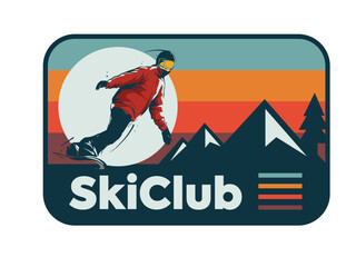 vector set of skiing logos, emblems and design elements