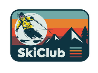 vector set of skiing logos, emblems and design elements