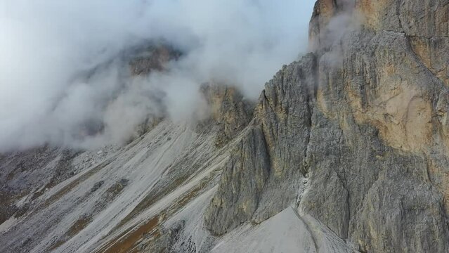 Aerial video of Monte Re Gosla in the Italian Dolomites (Passo Gio)