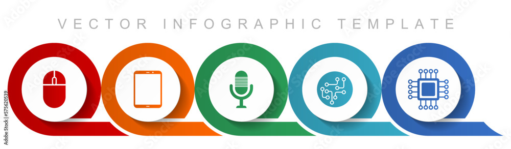 Poster Technology icon set, miscellaneous icons such as computer mouse, tablet, microphone, chip and cpu for webdesign and mobile applications, flat design infographic vector template in eps 10