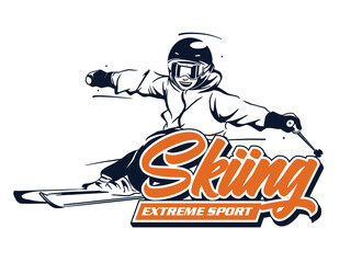 vector set of skiing logos, emblems and design elements