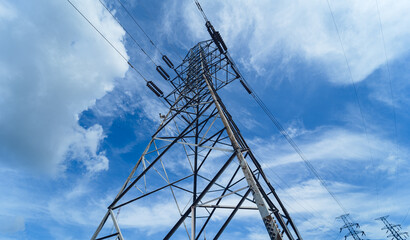 Structure pattern view of high voltage pole power transmission tower