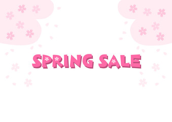 スプリングセールのイラスト: ロゴと桜の花の背景