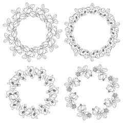 wreaths of flower , colouring book