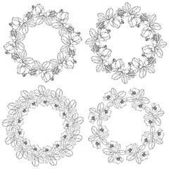 set with flowers frame