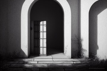 Plakat Illustration of an isolated old door - Created with Generative AI