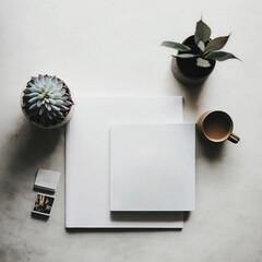 Blank magazine mockup on a table - A clean and modern template for showcasing your design and editorial ideas in various industries such as publishing, journalism, and media. 