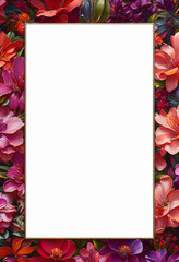 frame with flowers and leaves on a white background