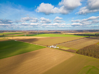 Aerial view of the GEO600 interferometer near Sarstedt, Germany