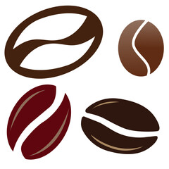 Obraz premium Four Coffee Beans vector illustration silhouette isolated on white background