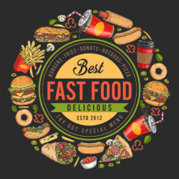 Fast food vintage colorful flyer