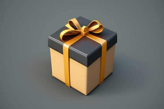 simple 3d gold wrapped gift emoji icon render made by generative ai