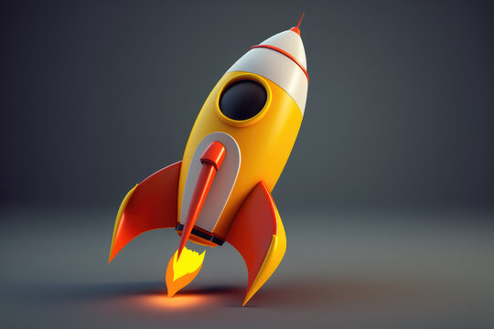 simple 3d rocket emoji icon made by generative ai