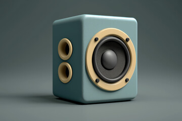 simple 3d audio speaker emoji icon render made by generative ai