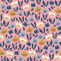 Fototapeta na wymiar Trendy tulip seamless pattern. Vector illustration.