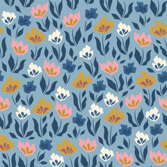Trendy tulip seamless pattern. Vector illustration.