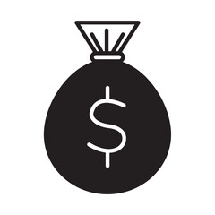 Solid Line MONEY BAG design vector icon
