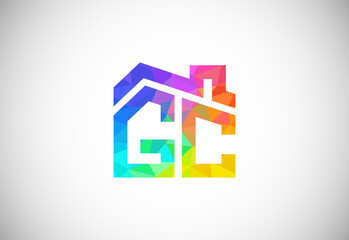 Letter G C Low Poly Logo Design Vector Template. Graphic Alphabet Symbol For Corporate Business Identity