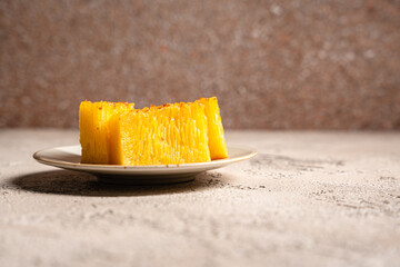 Bika ambon or golden cake or golden kuih bingka in Singapore, is an Indonesian dessert, made from ingredients such as tapioca flour, eggs, sugar, yeast and coconut milk.