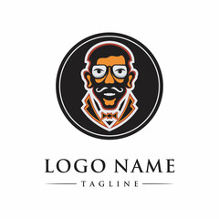 smart father illustration for logo design education, restaurant, teacher. vector templates