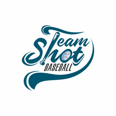 Creative typography team shot with accurate shot for baseball logo design. vector template