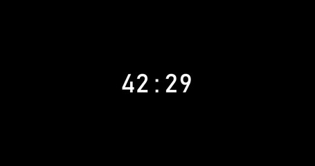 48 seconds digital timer countdown animation is isolated on black background. countdown timer, 48 sec stopwatch animation template video footage