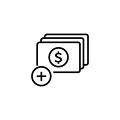 Business and finance outline vector icon. Dollar, money, add vector icon
