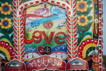 Colorful traditional Pakistani truck in Rawalpindi, Pakistan